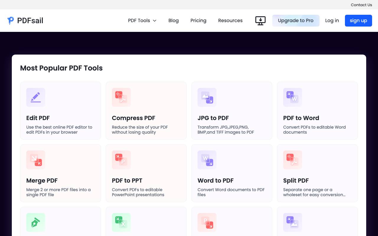 PDFsail website preview