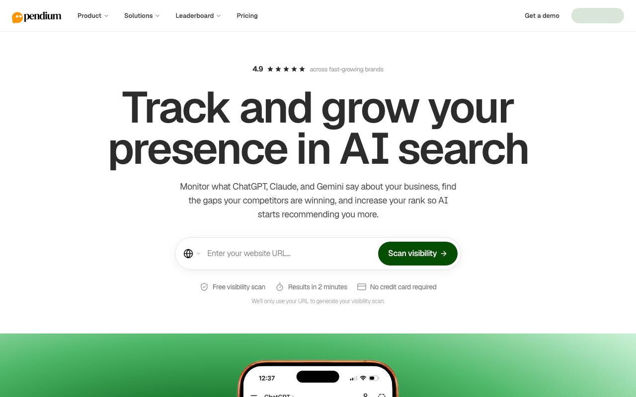 Pendium website preview