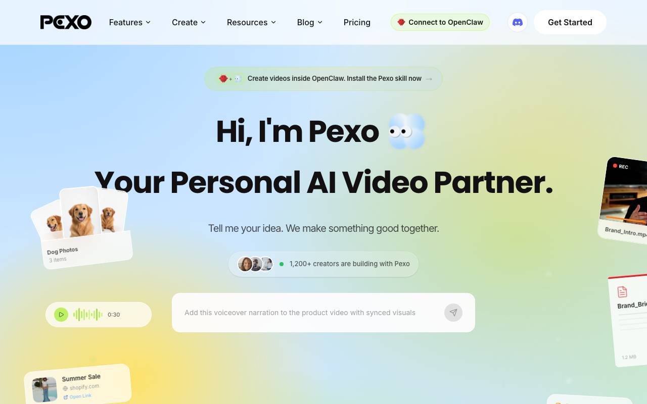 Pexo website preview