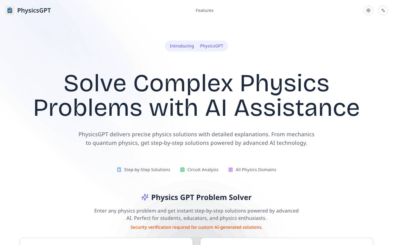 Physics gpt website preview