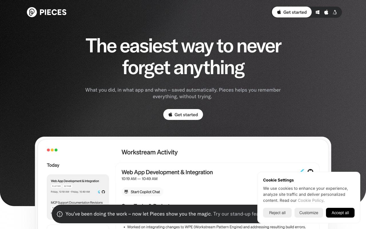 Pieces website preview