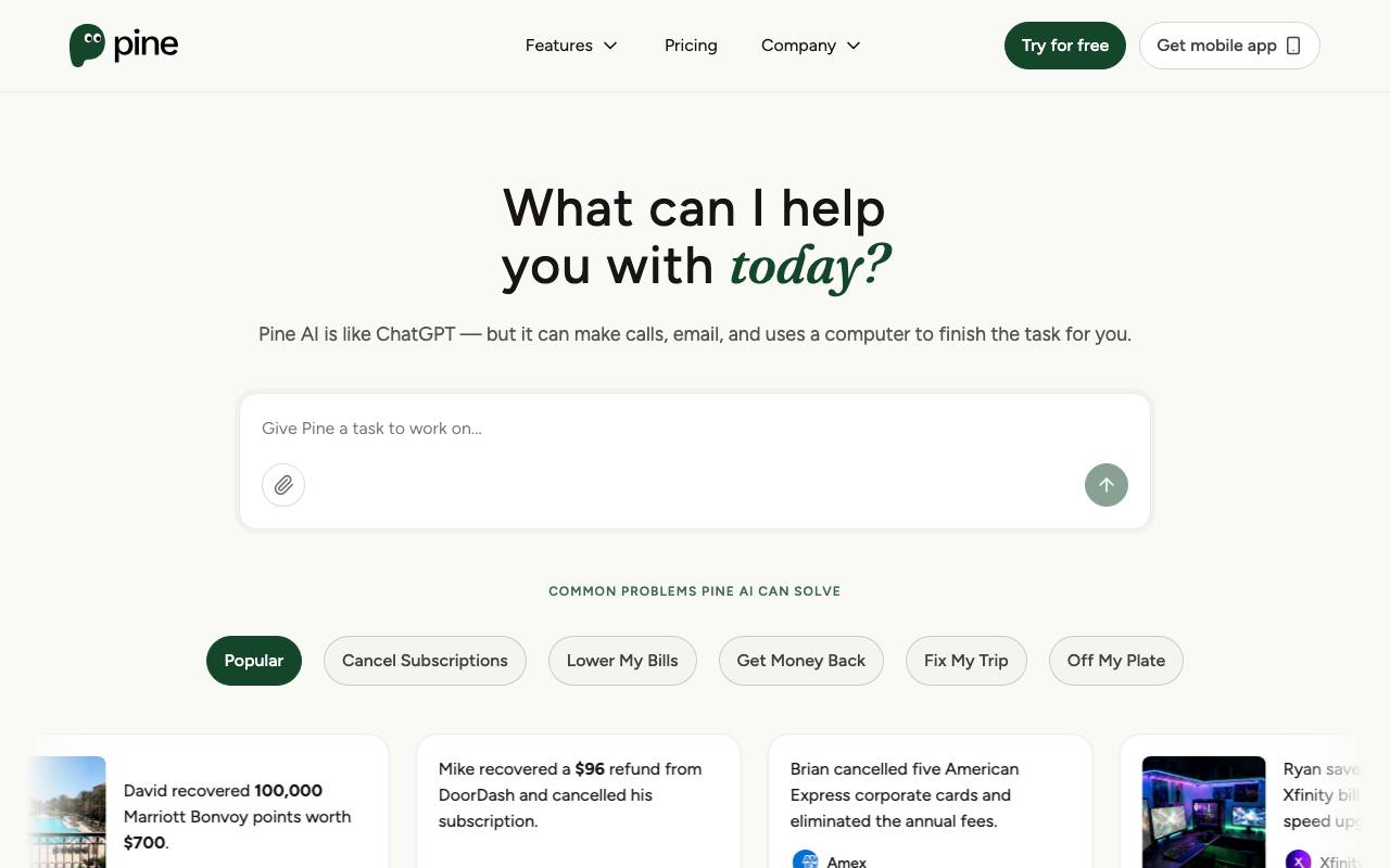 PineAI website preview