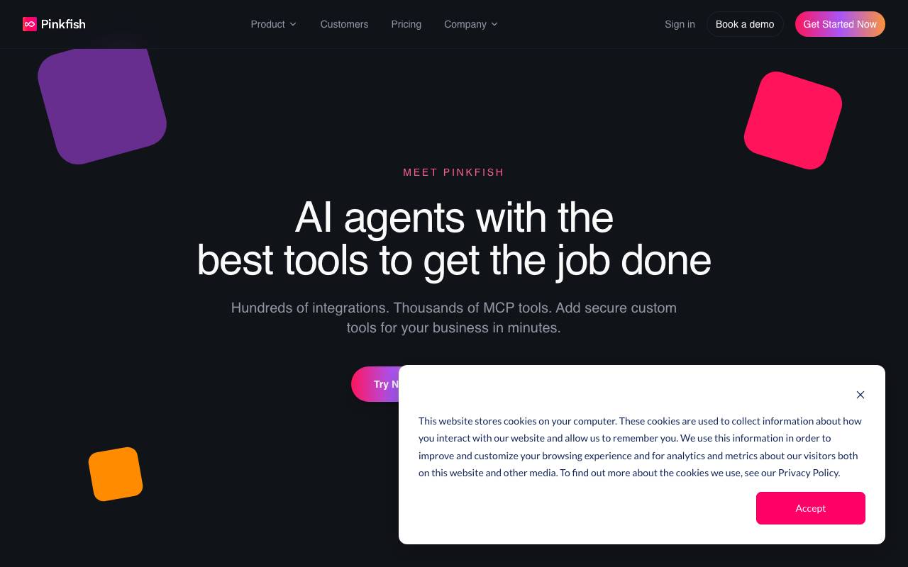 Pinkfish AI website preview