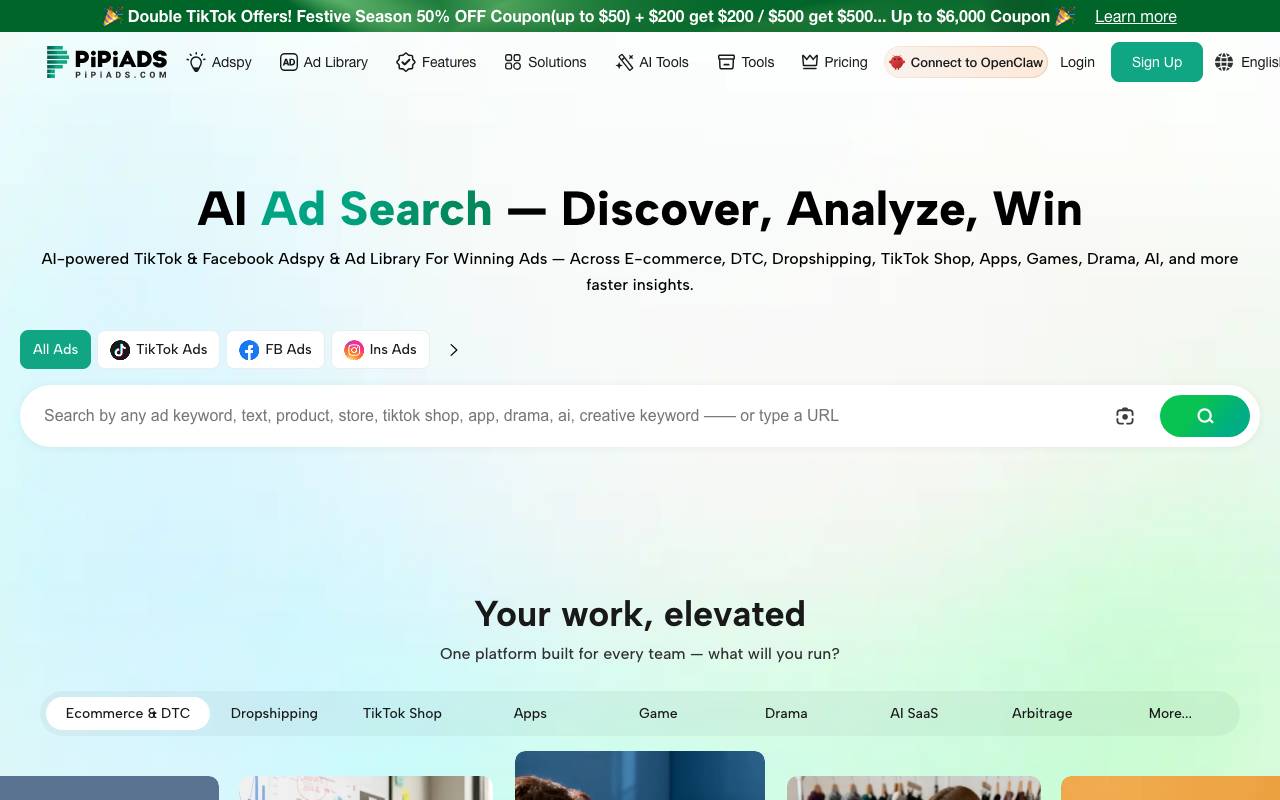 Pipiads website preview