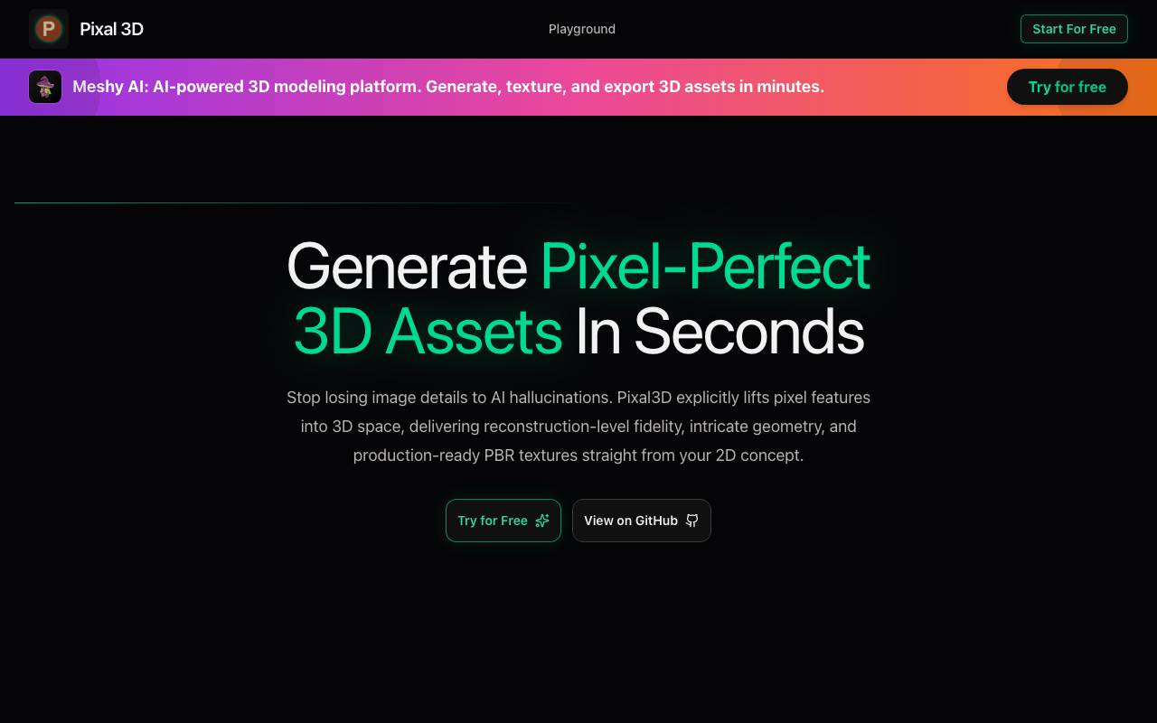 Pixal3D website preview