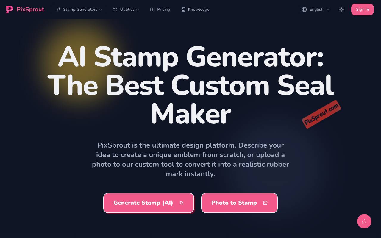 PixSprout - AI Stamp Maker website preview