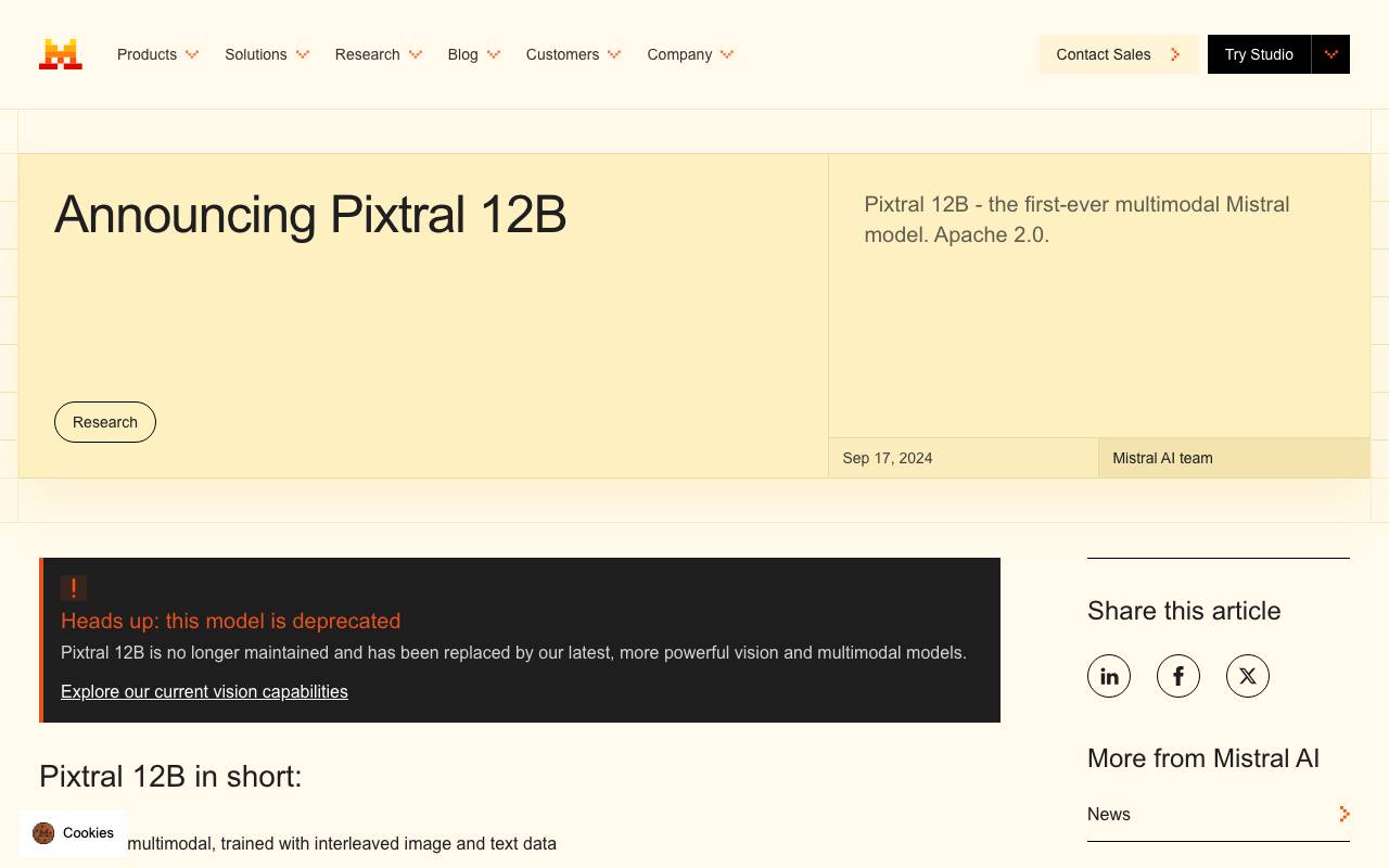 Pixtral 12B 24.09 website preview