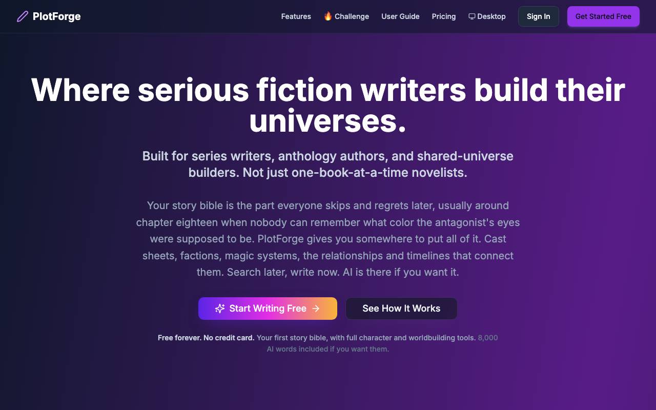 PlotForge website preview