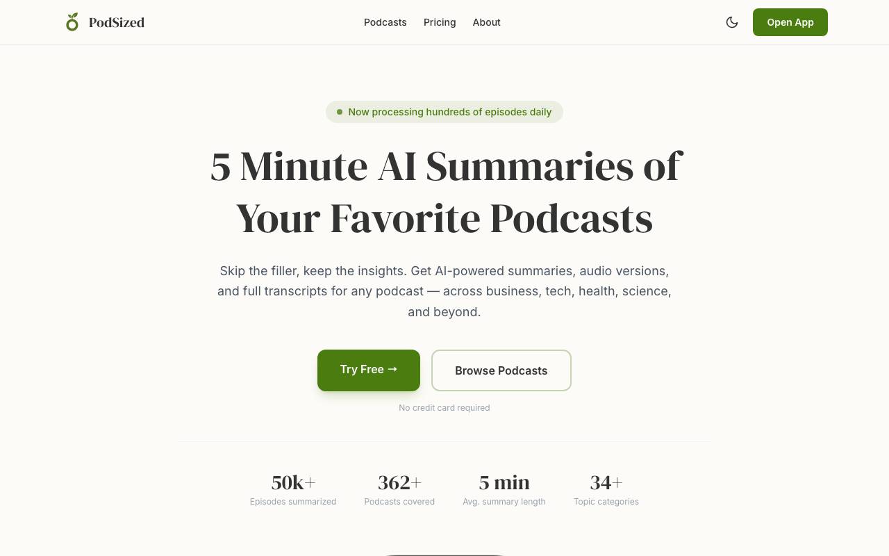 PodSized website preview
