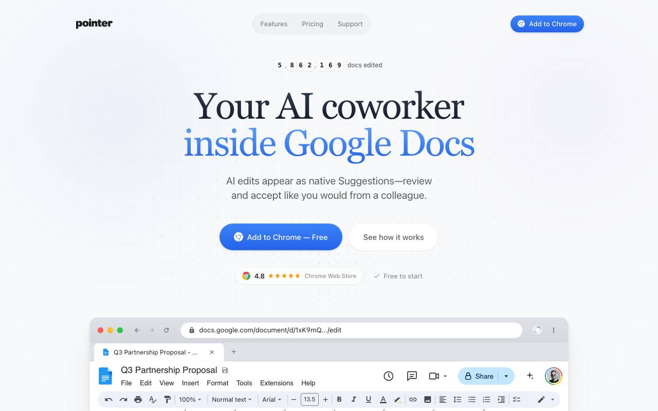 Pointer website preview
