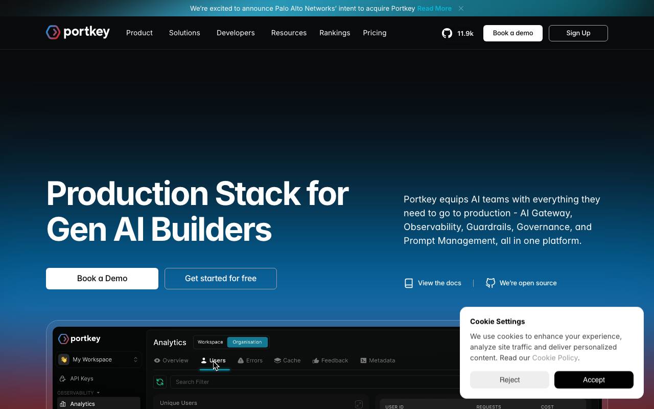 Portkey website preview