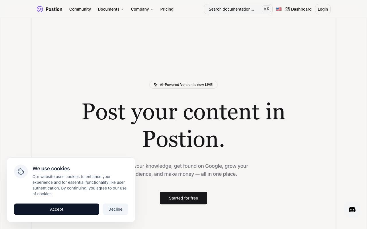 Postion website preview