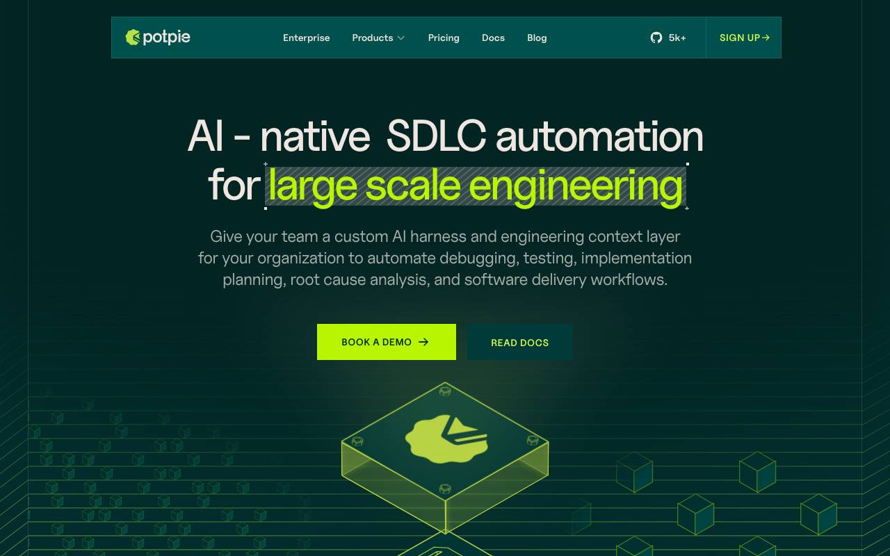 Potpie AI website preview