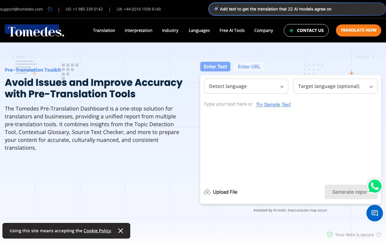 Pre-Translation Toolkit website preview