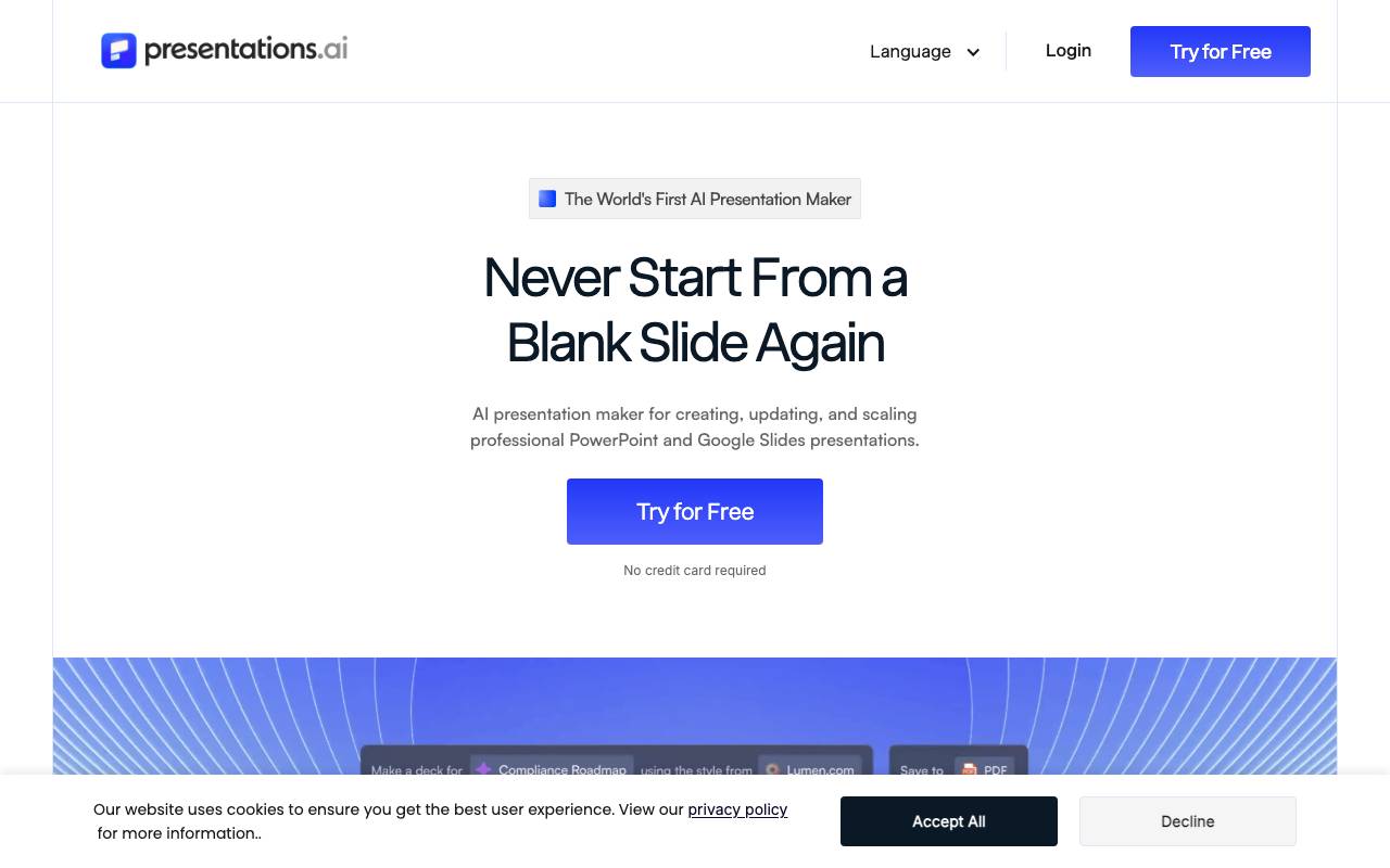 Presentations.AI website preview