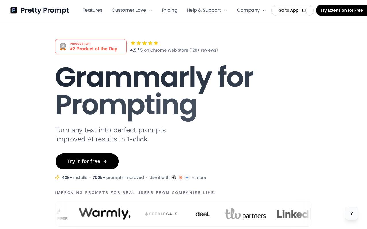 Pretty Prompt website preview