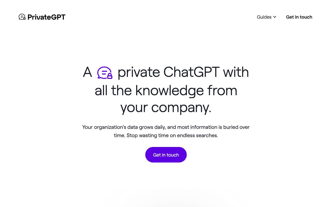 PrivateGPT website preview