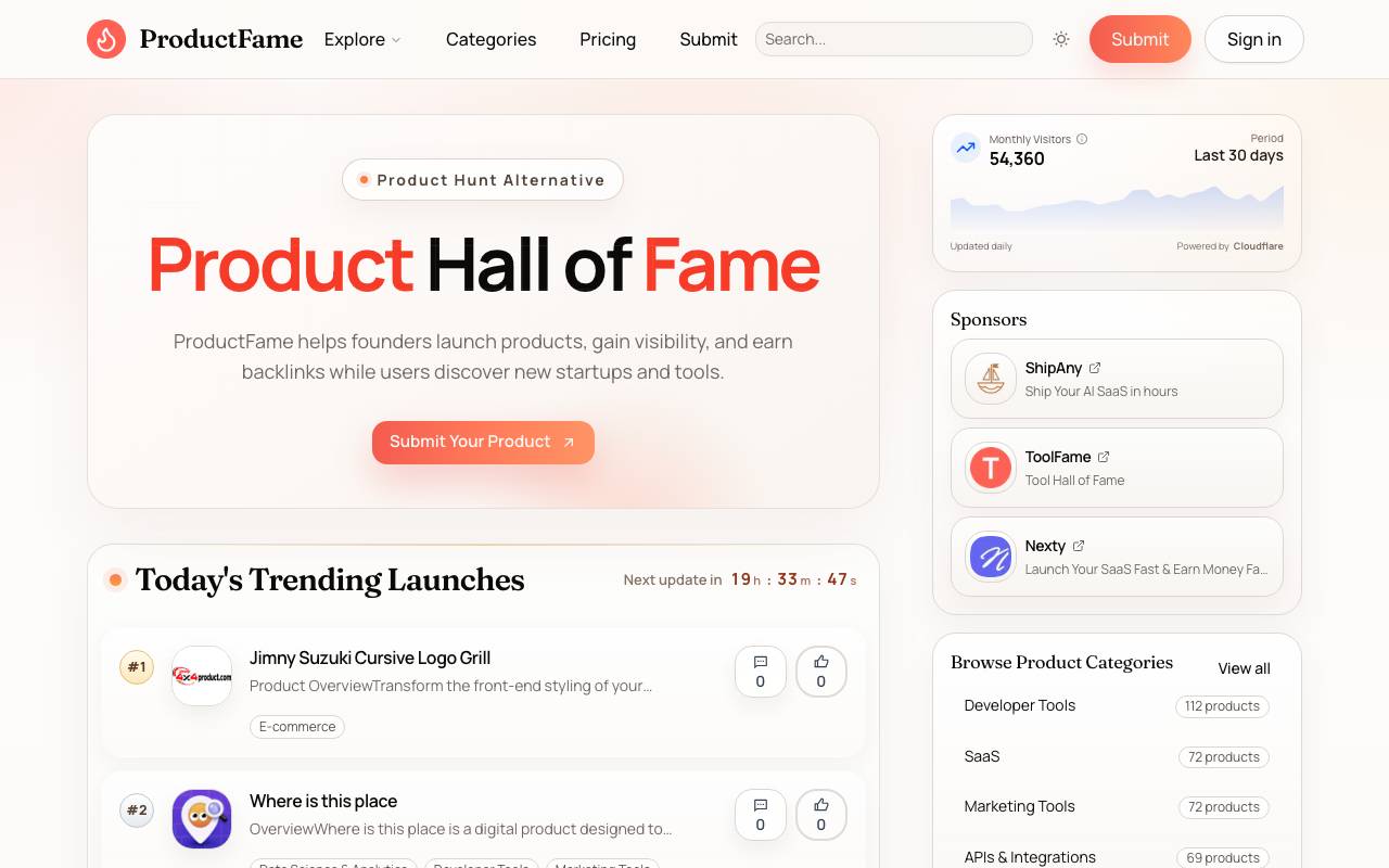 ProductFame website preview