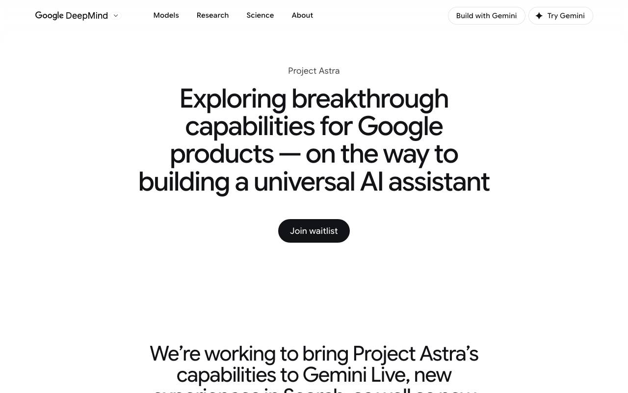 Project Astra website preview