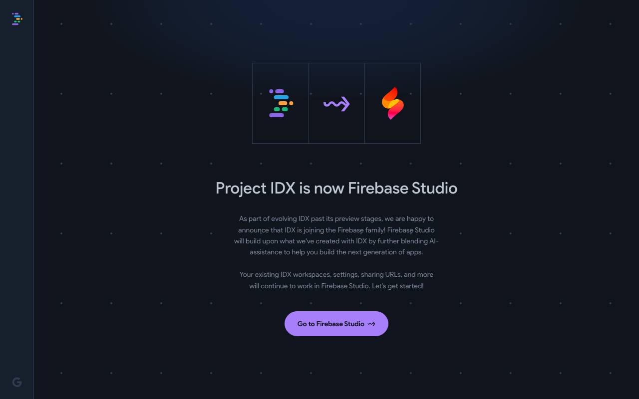 Project IDX website preview