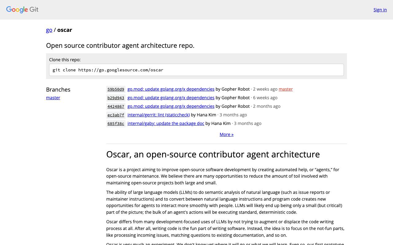 Project Oscar website preview