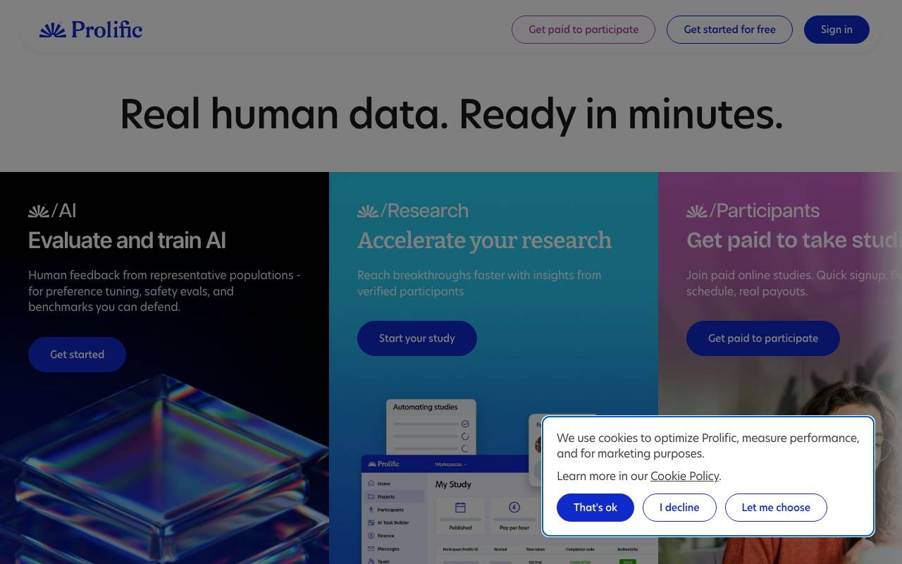 Prolific website preview