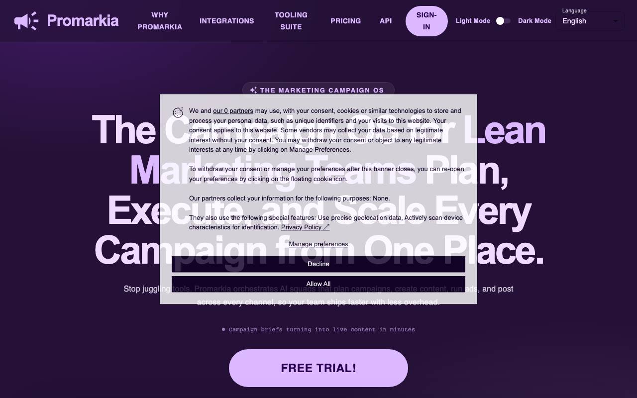 Promarkia website preview