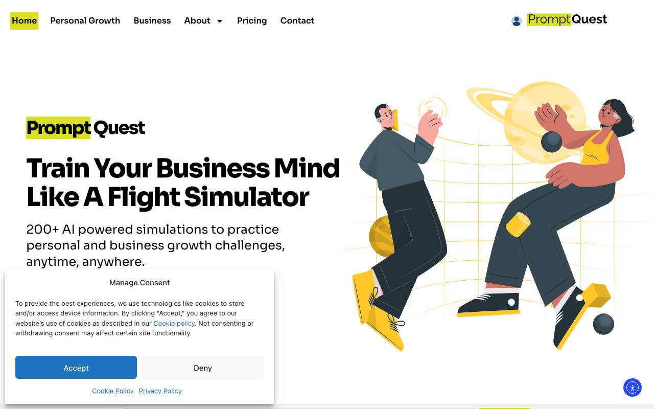 Prompt Quest Ai Simulations website preview