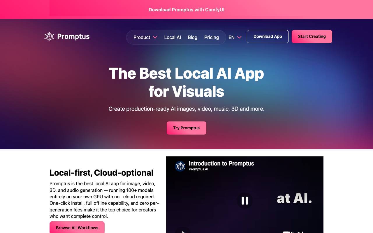 Promptus website preview