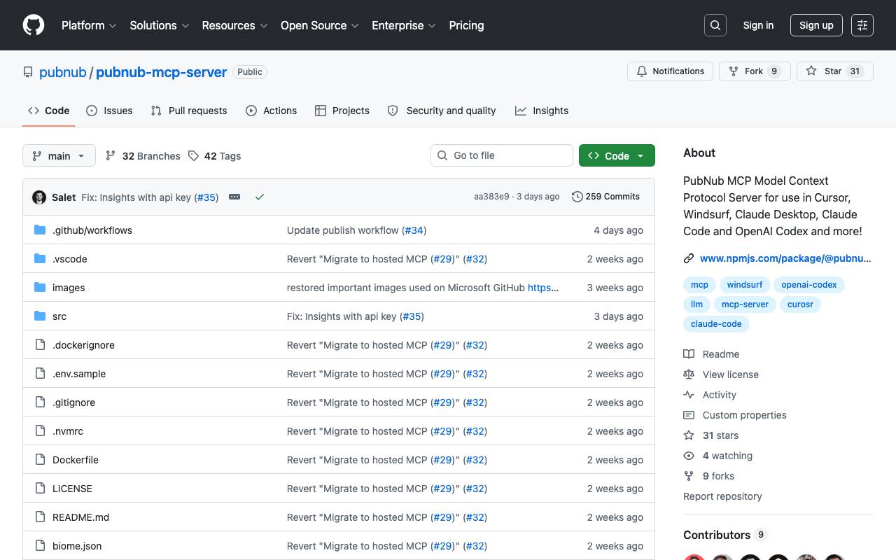 PubNub MCP Server website preview