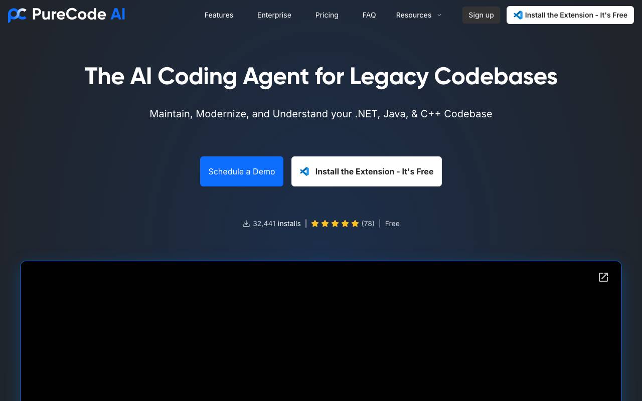 PureCode AI website preview