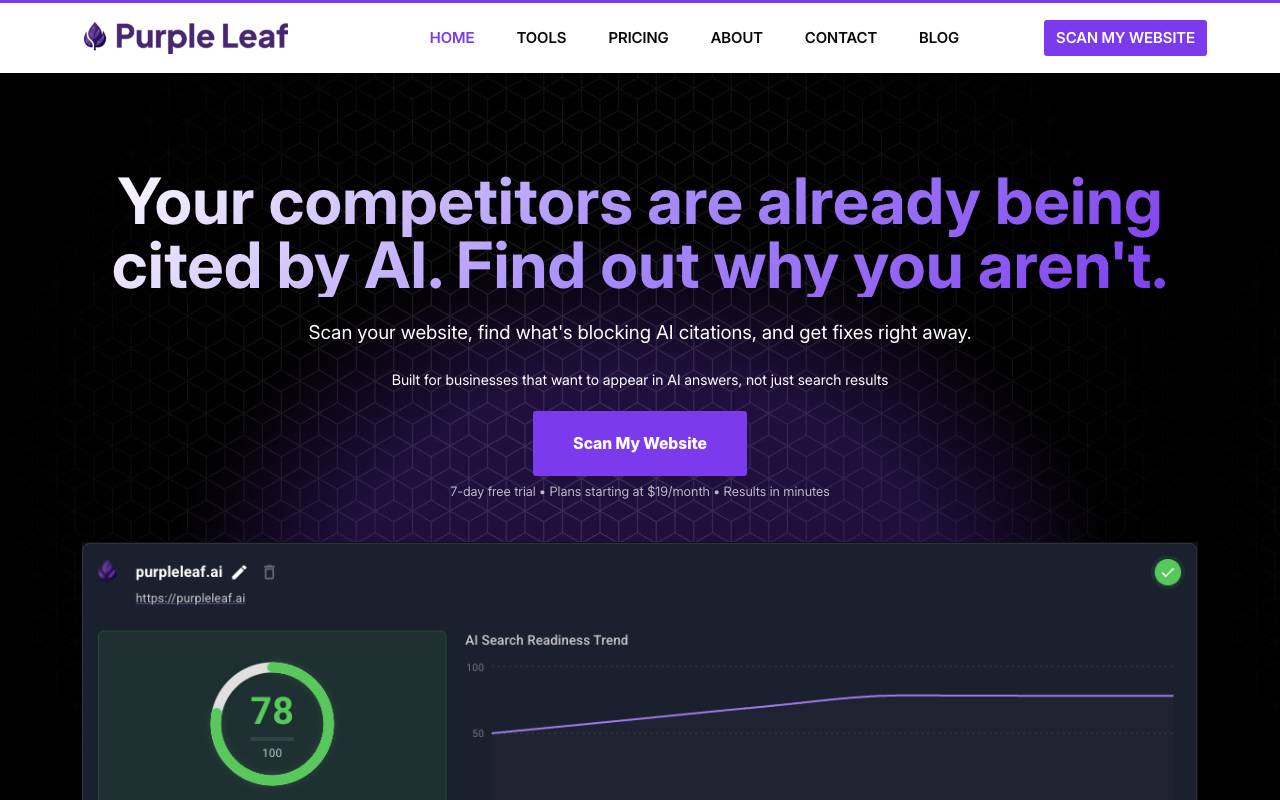 Purple Leaf website preview