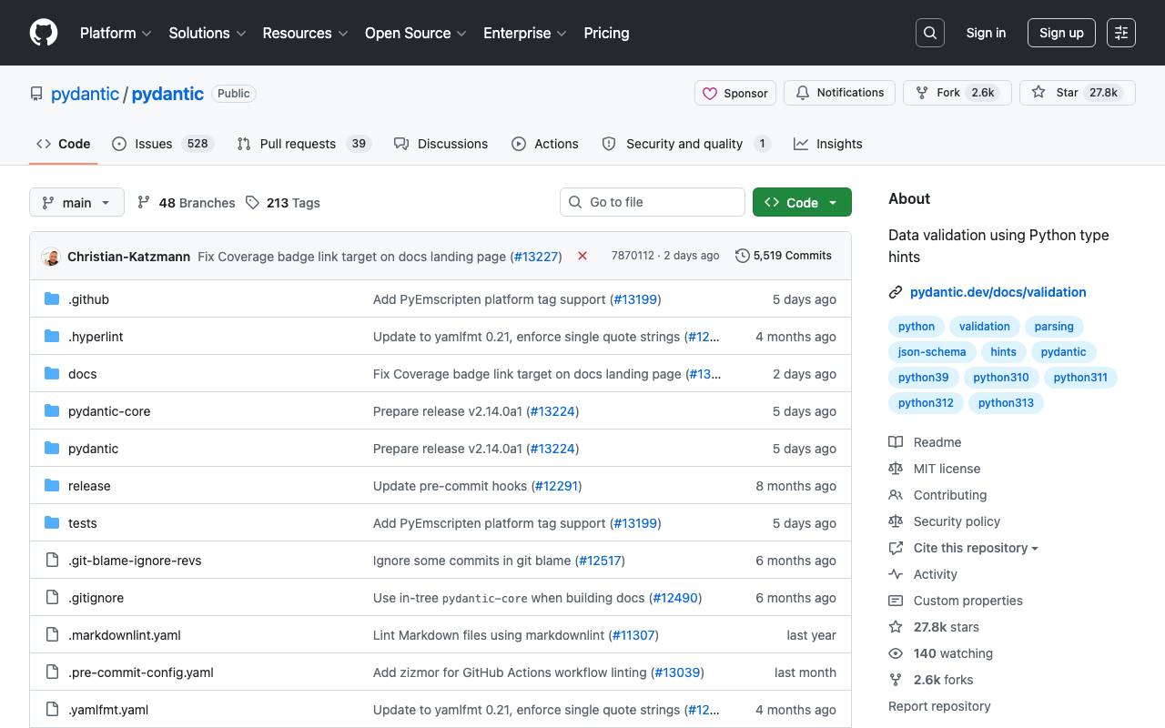 Pydantic website preview