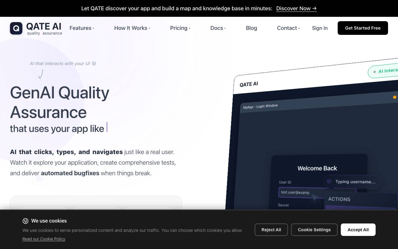 Qate AI website preview