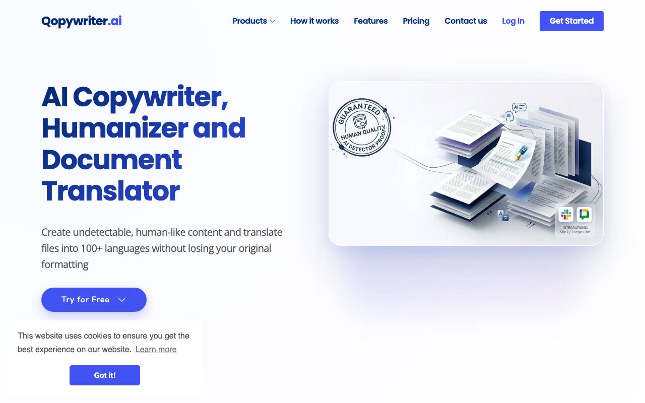 Qopywriter.ai website preview