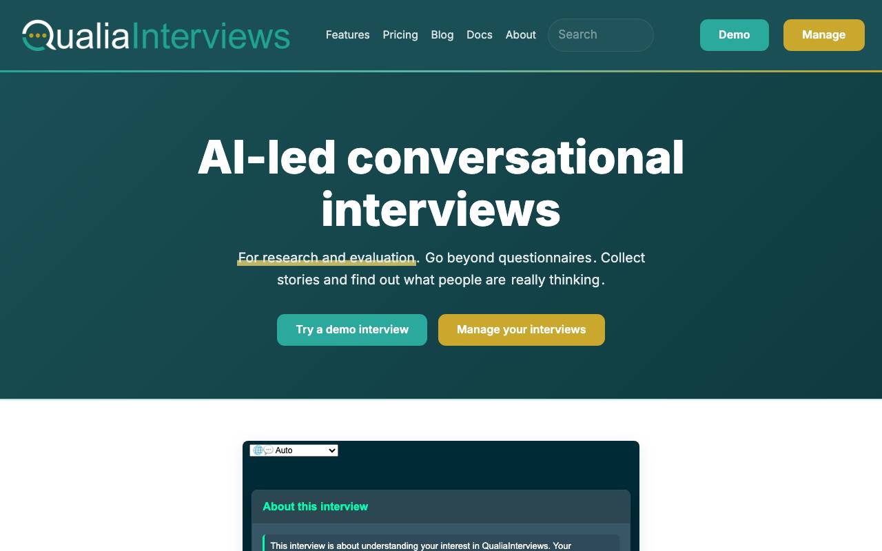 QualiaInterviews website preview