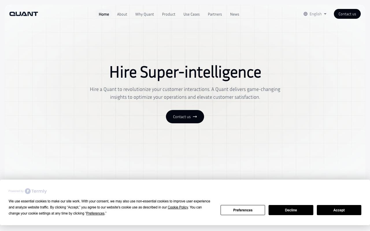 Quant website preview