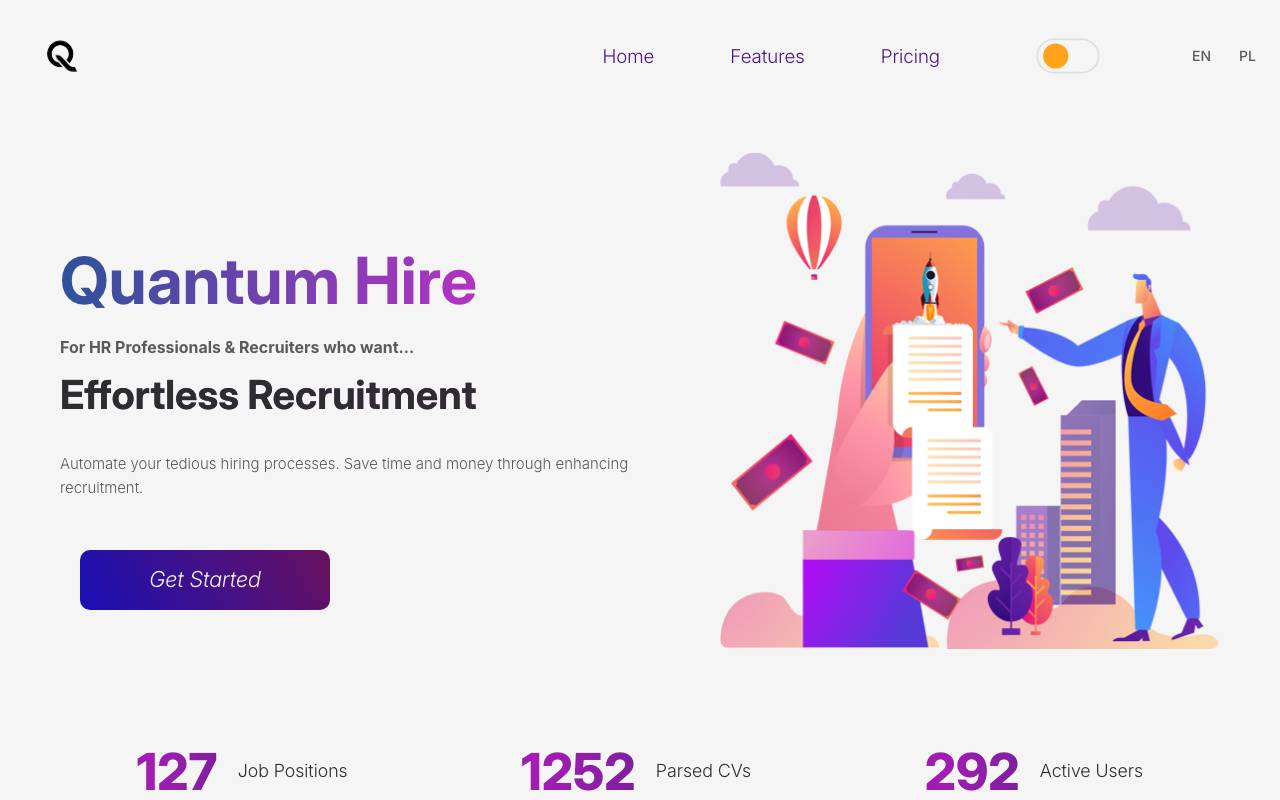 Quantum Hire website preview