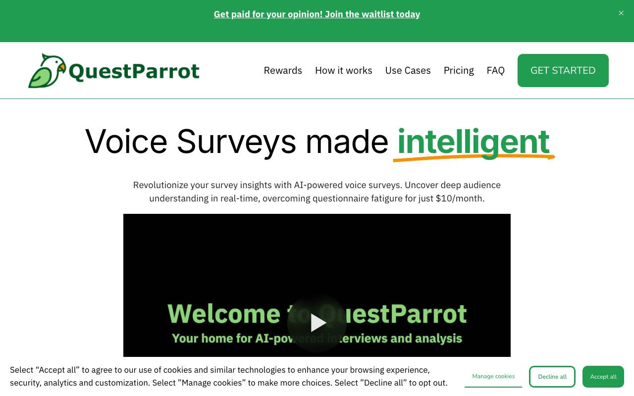 QuestParrot website preview