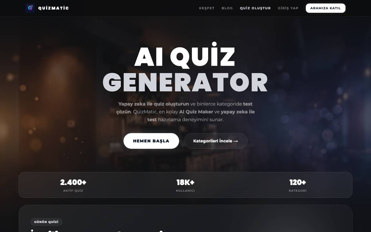 Quiz Generator AI website preview