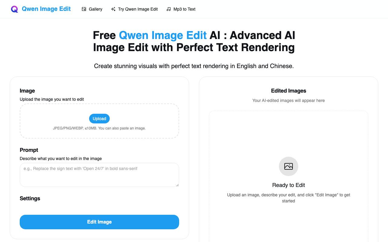 Qwen Image AI website preview