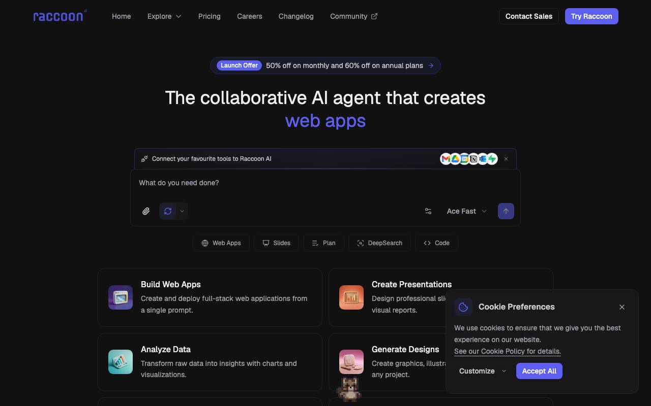 Raccoon AI website preview