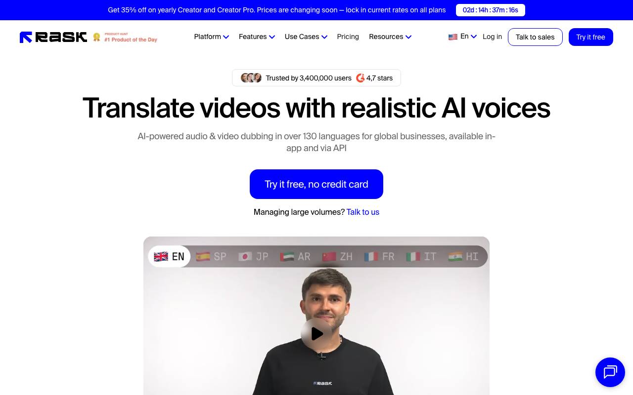 Rask AI website preview