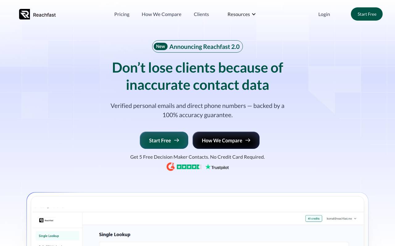 Reachfast.ai website preview