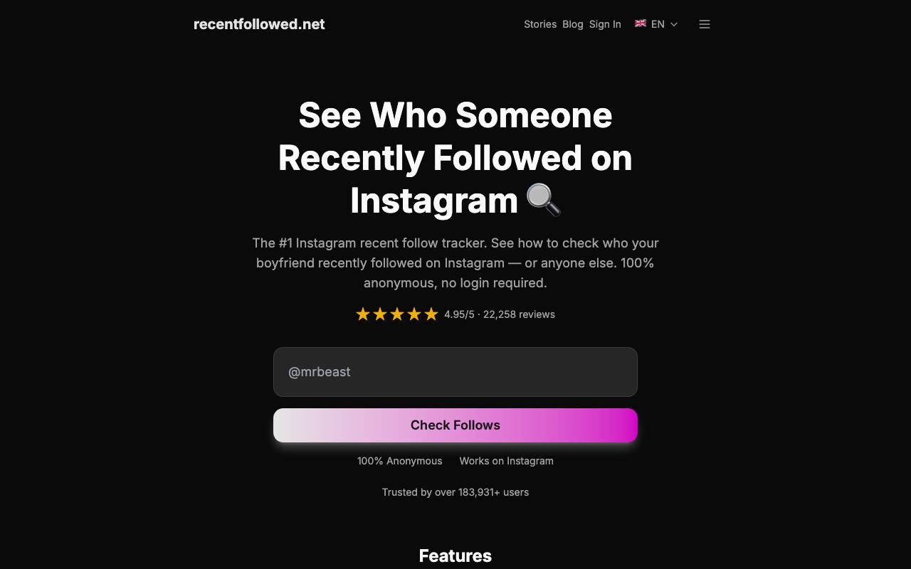 RecentFollowed website preview