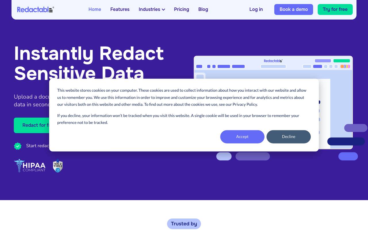 Redactable website preview