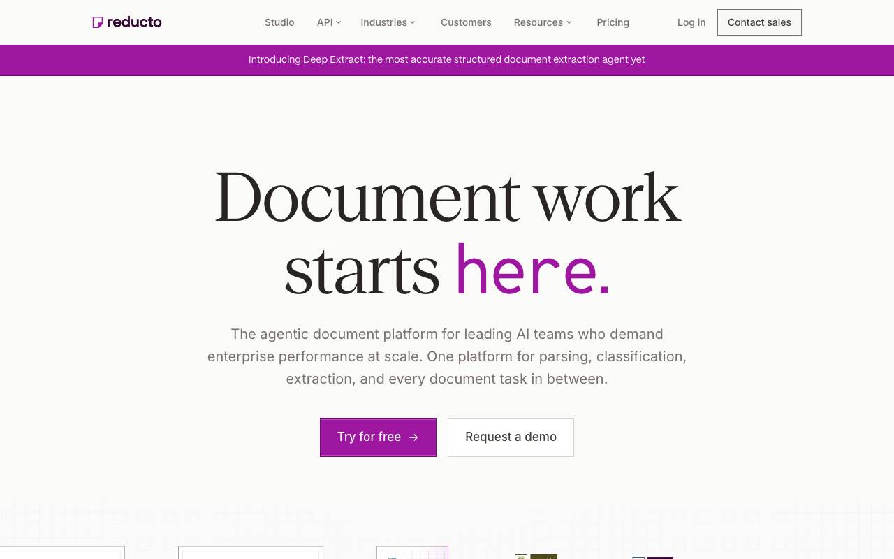 Reducto AI website preview