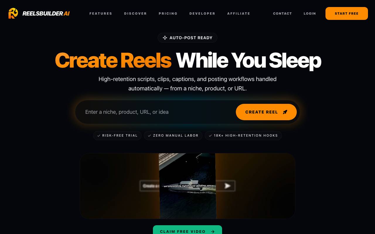 ReelsBuilder AI website preview