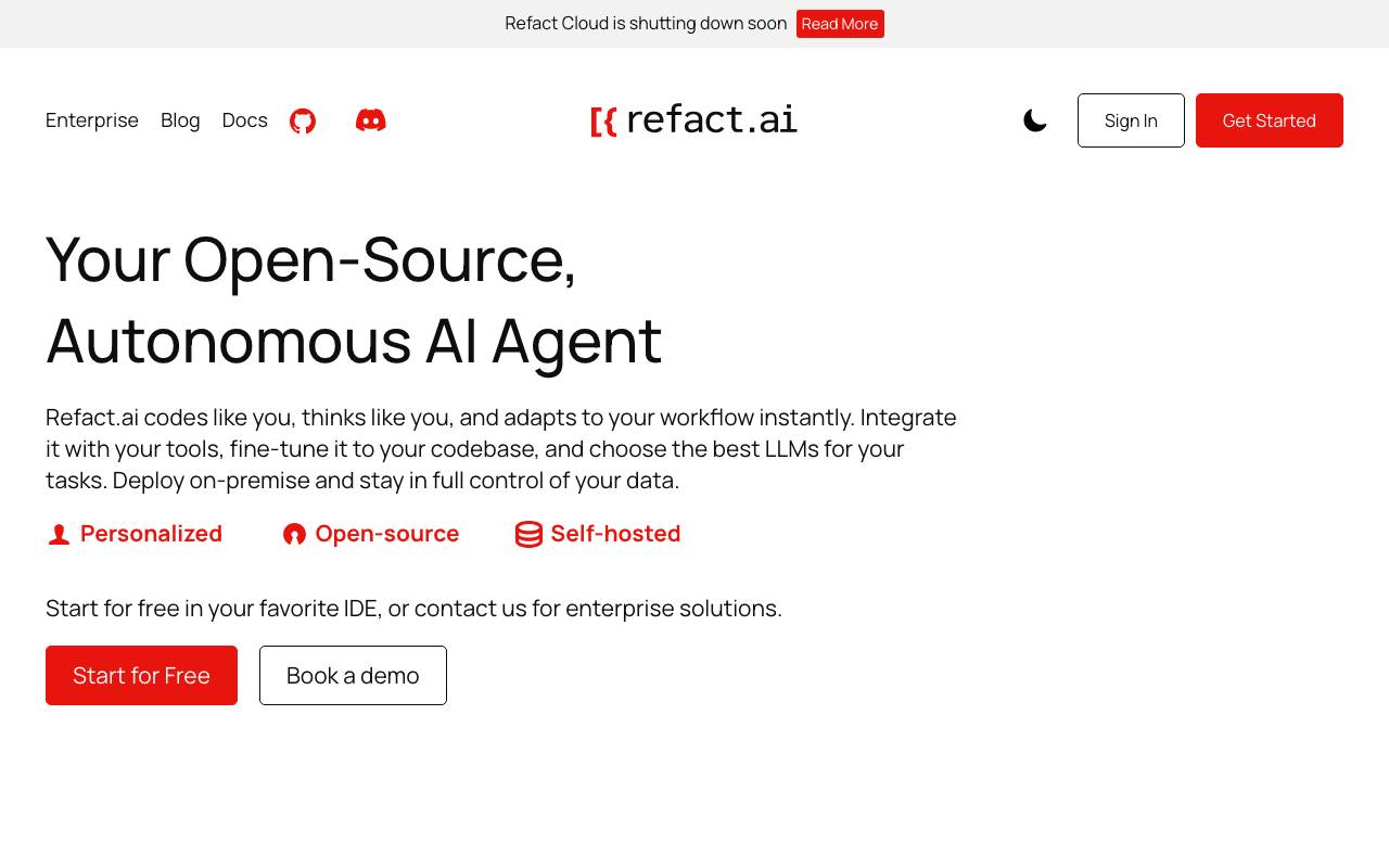 Refact.ai website preview