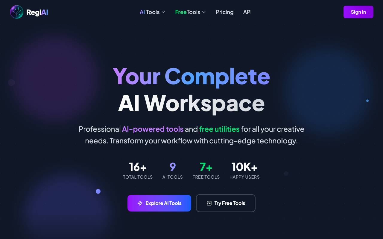 Regi AI website preview